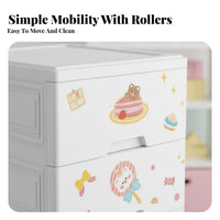 Cute Cartoon Design creatureFace Drawer cabinet polished-glide Drawers childs' Furniture Safe Rounded Corners Organizer Cabinet Lightweight for young children, Parents, Teens, play area, Nursery, Bedroom, Small Apartment