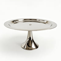 Stainless Steel Serving Plate with Raised Center Mirror Polished Dessert Tray Easy to Clean Cake Platter Food-Grade for Bakers, Buffets