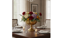 Pedestal Vase Gold Metal Vase Flower Arrangement Detachable Vessel for Table Centerpiece