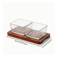 Serving Tray with Glass Containers Wooden Snack Tray with Lids Container with Lid Hammered Platter Double-Compartment for Hosts