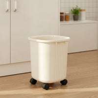 Open-Top Trash Can with Wheels Plastic Rolling Wastebasket Minimalist Mobile Garbage Bin Slim for Kitchen, Office, Bathroom