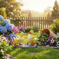 Two Ducks Figurine Lifelike Details Duck Statue Set Hand Painted for Lawn, Patio