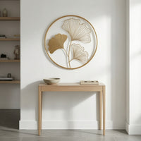 Gold Ginkgo Foliage Decor Openwork Ginkgo Foliage Decor Metallic for Living Room, Bedroom, Entryway
