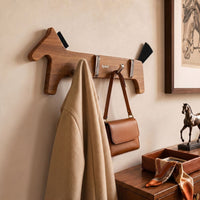 Horse Hook Rack Suction-Cup Wooden Hook Rack with Metal Hooks Rustic for Closet