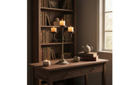 Iron Candelabra Antique Finish Rustic Candle Candelabra Stable Base Home Decor for Tabletop