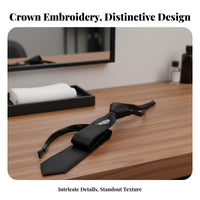 Crown Embroidered Tie Easy to Wear Fastener Necktie Pre-Tied Slim Tie Fashionable Design Pre-Tied Slim Necktie Wrinkle Resistant