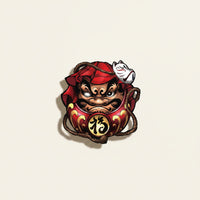 Traditional Daruma Decal with Chinese Character Self-Adhesive Daruma Decal Waterproof Cartoon Sticker Graphic for Notebooks