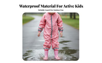 Lightweight Children's Hooded Rain Jumpsuit Easy to Clean Kids Single-Piece Rain Suit Transparent Hood Brim for Girls, Toddlers, Camping