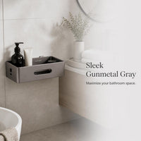 Gunmetal Gray Bathroom Shelf Wall-Mounted No-Drill Storage Rack for Washroom Shower