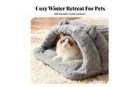 Burrow Design Cat Sleeping Bag Provides Security Enclosed Cat Cave Calming for Kittens, Small Pets, Winter, Indoors, Living Room