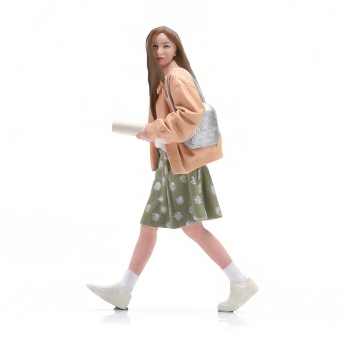 Female Figurine Painted Details Collectible Display Prop Shoulder Bag Model Decoration for Diorama