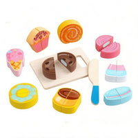 Dessert Cutting Toy Multicolor Wooden Cutting Toy Hand-Eye Coordination Pretend Food Kitchen Set