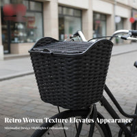 Bike Basket with Lid Retro Design Cycle Basket Easy to Clean for Shoppers, Commuters, Commuting, Leisure Rides