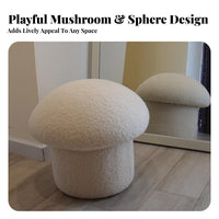 Fluffy Sherpa Material toadstoolShaped Ottoman Multi-Functional toadstoolShaped Pouf Minimalist Design Low Stool Soft and Comfortable for Adults, Homeowners, Parents, Bedroom, Living Room, Entryway, Reading Nook