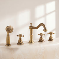 5 Pieces Bathtub Faucet Assembly Metal Bathtub Faucet with Handheld Shower Bath Tub Spout for Bathroom