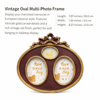 Vintage Oval Multi Photo Frame, Tabletop or Wall Mount Picture Frame, European Classical Resin Photo Frame, Vintage Bedroom Decor Photo Frame