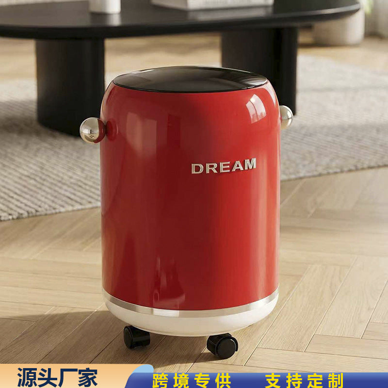 Home Trash Can Premium Light Luxury with Wheels Thickened Living Room Bedroom Wastebasket Large Office Trash Can