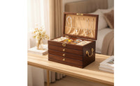 Wooden Jewelry Box Sturdy Jewelry Organizer with Drawers Desktop Organizer with Drawers for Women, Vanity