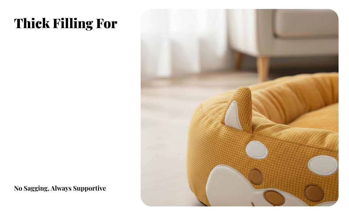 Large Dog Bed Four-Season Use Washable Dog Lounger Removable Cover Bolster Pet Bed for Medium Dogs