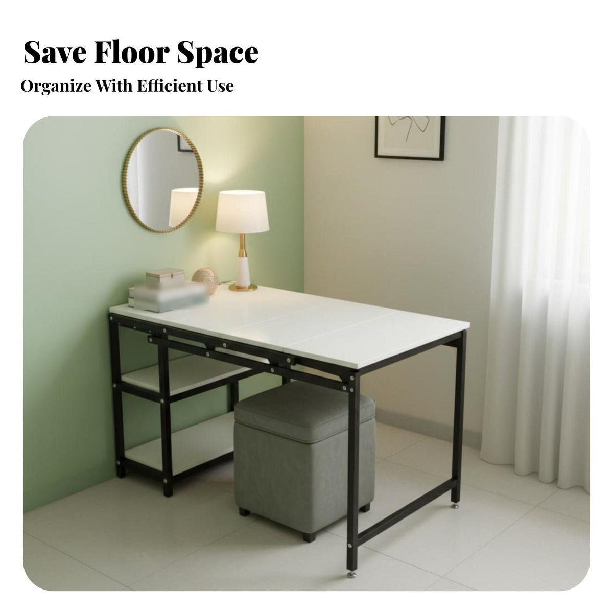Space-Saving transformable vertical surface Cabinet Desk Foldable Design Folding Table Multi-Functional Household Furniture Integrated Storage for Apartment Dwellers, Students, Home Office Workers, Small areas, Dorm Room, Bedroom