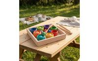 Balls in Cups Toy with Serving Utensil Educational Wooden Sorting Toy with Cups Rainbow Developmental Sorting Set Tray for Homeschool, Classroom
