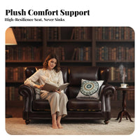 Straightrear Leather Settee firm Wood Frame Sofa timeless design Couch for Homeowners, Office Managers, Home Study