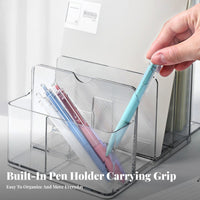 Clear Book Organizer Extendable Sections Sturdy Base for Student Desks