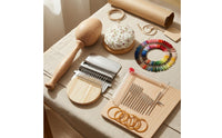 Natural Wood Darning Loom Kit Multicolor Threads Weaving Repair Kit Metal Sock Darning Loom Clear Storage Tube