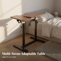 Movable with Wheels C-Shaped Overbed Desk Tilting Tabletop Height-Adjustable C-Table Tiltable Top Laptop Stand Rounded Corners for Telecommuting Workers, Students, Apartment Dwellers, Home from Slidingice, Bedroom, Study Room