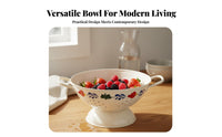 Vintage Design Fruit Basket Retro Design Double Handle Draining Basket Pedestal Fruit Bowl Decorative Footed Colander Bowl