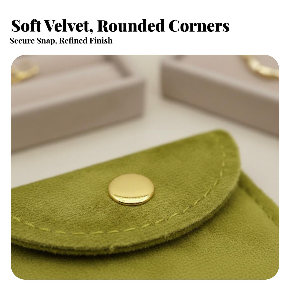 Snap Button Jewelry Pouch Compact Size Velvet Fastener Pouch Portable Small Jewelry Envelope Bag for Journeyers, Gift Presenters, In a Purse, Gifting