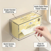 Wipes Holder and Wall Mounted Tissue Box Holders for Washroom or Powder Room, Thick Storage for Families, Adhesive for Kitchen