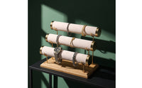 Jewelry Organizer with Wooden Base Upscale Look Jewelry Display Stand Stable for Vanity, Retail Counter