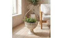 Pedestal Planter Antique Metal Planter with Stand Pedestal Flower Pot Classic Wide Opening for Home Decorators, Garden, Patio
