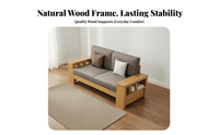Rubber Wood Frame Sofa Firm Foam Solid Wood Sectional Sofa Sturdy Construction Textile Cushion Couch Set for Families, Apartment Dwellers, Home