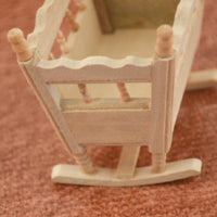 Dollhouse Cradle Unpainted Wooden Doll Cradle Model Unfinished Miniature Rocking Bed for Collectors, Hobbyists, Craft Displays, Dioramas
