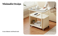 Space-Saving Rolling C-Shaped Stand with casters Side Table Multi-Functional Indoor Furniture dual-level Storage for Apartment Dwellers, Remote Workers, Living Room, Next to Sofa, Small Spaces, Beside Bed