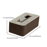 Wooden Tissue Box with Leather Rounded Corner Desktop Tissue Box Striped Home Decor for Coffee Table, Office
