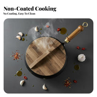Hand Hammered Iron Wok Nonstick Surface Traditional Chinese Wok Small Iron Frying Pan Even Heat Distribution Sturdy Duty