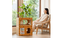 Cat Scratcher House Wooden Cat Structure with Sisal Ramp Interactive Animal Furniture for Cats, Kittens, Corner, Living Room