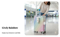 Rainbow Gradient Design Multifunctional Hard-Shell Suitcase Hardshell Body Hardside Carry-on Wheels Luggage Internal Organizer for Travelers, Vacationers, Frequent Flyers, Vacations, Studying Abroad, Weekend Getaways, Airports