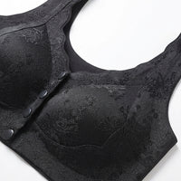 Front Fastening Bra for Women with Ice Silk Material, Non Wired for Plus Size with Embossed Detail, Seamless Everyday for Home Wear