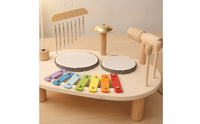 Wooden Drum Set with Mallet Hand Eye Coordination Music Activity Table Fine Motor Foundational Skills Instrument for Infant