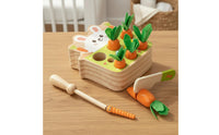 Hand-Eye Coordination Wooden Carrot Toy Set Early Learning Carrot Pulling Game Chew Safe Child-Centered Pull Toy Educational for Toddlers, Babies, Infants, Home