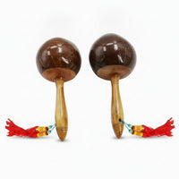 Polished Finish Percussion Maraca Tapered Handle Handheld Maraca Rounded Head Wooden Shaker Smooth