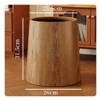 Wood Grain Trash Can Retro Design Large Trash Container Sturdy PP