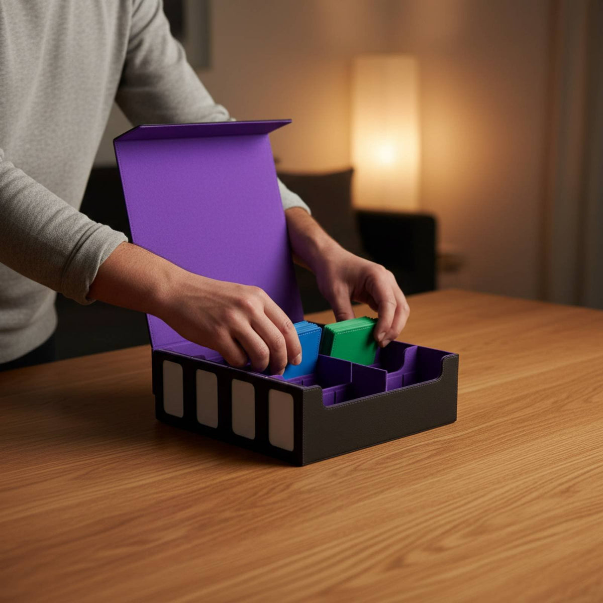 Large Capacity TCG Card Box Soft Interior Lining 4-Row Trading Card Storage Box Windowed Deck Holder Waterproof