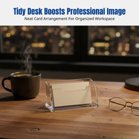 Acrylic Business Card Holder, Transparent Multi-Compartment Desktop Organizer, Office Card Storage