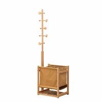Multi-Functional Coat Rack with Laundry Hamper Allsingle-All-in-Single Storage Freestanding Entryway Organizer Space-Saving Clothing Stand Detachable Basket for Apartment Dwellers, Students, Homeowners, Hallway, Bedroom, Dorm Room