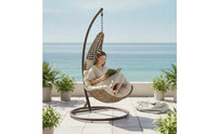 Hanging Basket Chair with Stand Outdoor Egg Chair with Stand Woven Furniture for Adults, Patio, Garden, Balcony